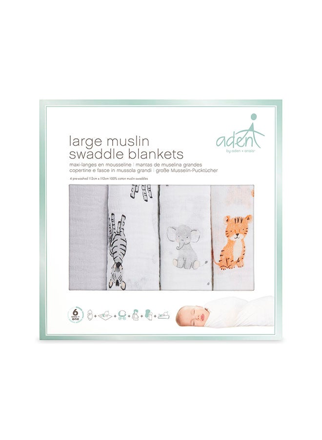 ايدن + أناي عبوة من  بطانيات قطنية موسلين لف حديثي الولادة بتصميم سفاري - Image 3