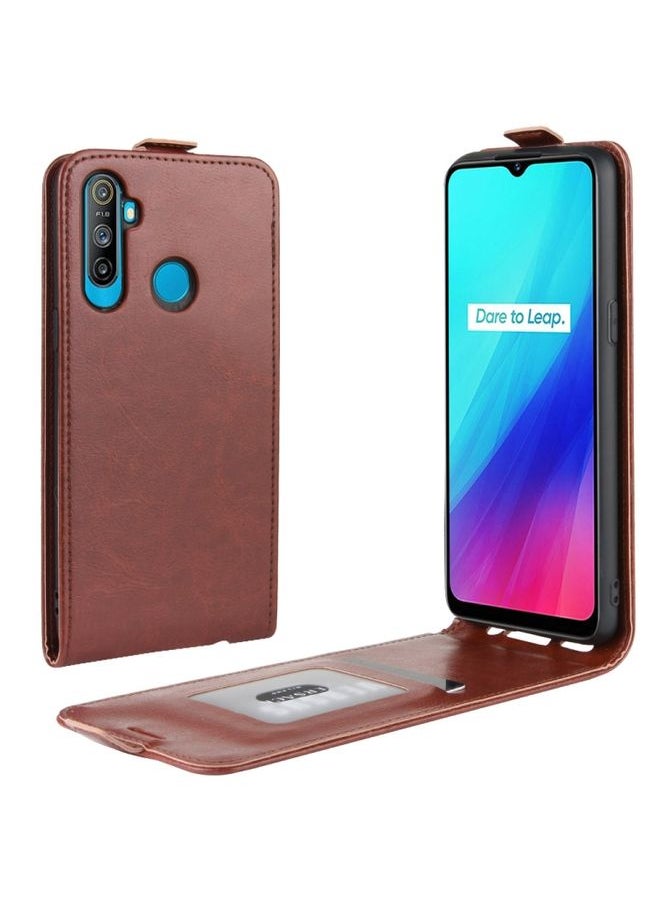 HuHa Case Cover For Realme C3 3 Cameras / Realme 5 R64 Texture Single Vertical Flip PU Leather Protective Case with Card Slot & Photo Frame Brown 
