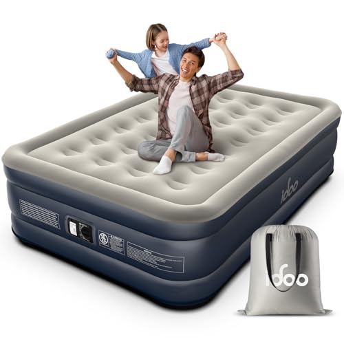 iDOO Air Mattress Full with Built in Pump, 18" Raised Comfort Blow up Mattress, Inflatable Mattress for Guests & Home, Air Bed, colchon inflable, Upgraded Four Chamber Technical Airbed - Image 1