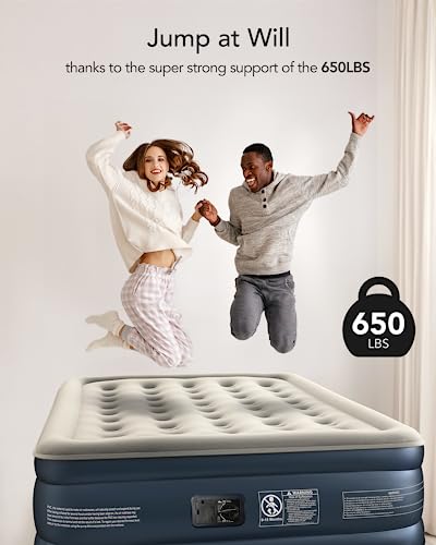 iDOO Air Mattress Full with Built in Pump, 18" Raised Comfort Blow up Mattress, Inflatable Mattress for Guests & Home, Air Bed, colchon inflable, Upgraded Four Chamber Technical Airbed - Image 3