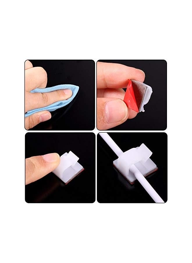 erorex 100 Pieces Mini Outdoor Cable Clips with Adhesive Tapes Light Clips Decoration Clips Self Adhesive Hooks Wire Holder for Christmas and Fairy Light White - Image 2