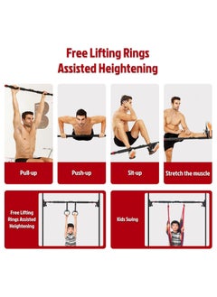 Eworld Sturdy Doorway Chin-up bar with Gloves & Children Hanging Rings, Featuring 2-way Safe Support, Locking Adjustable Width and No-Screw Wall Mount, All-in-One Gym System for Total Upper Body Workout  - Image 4