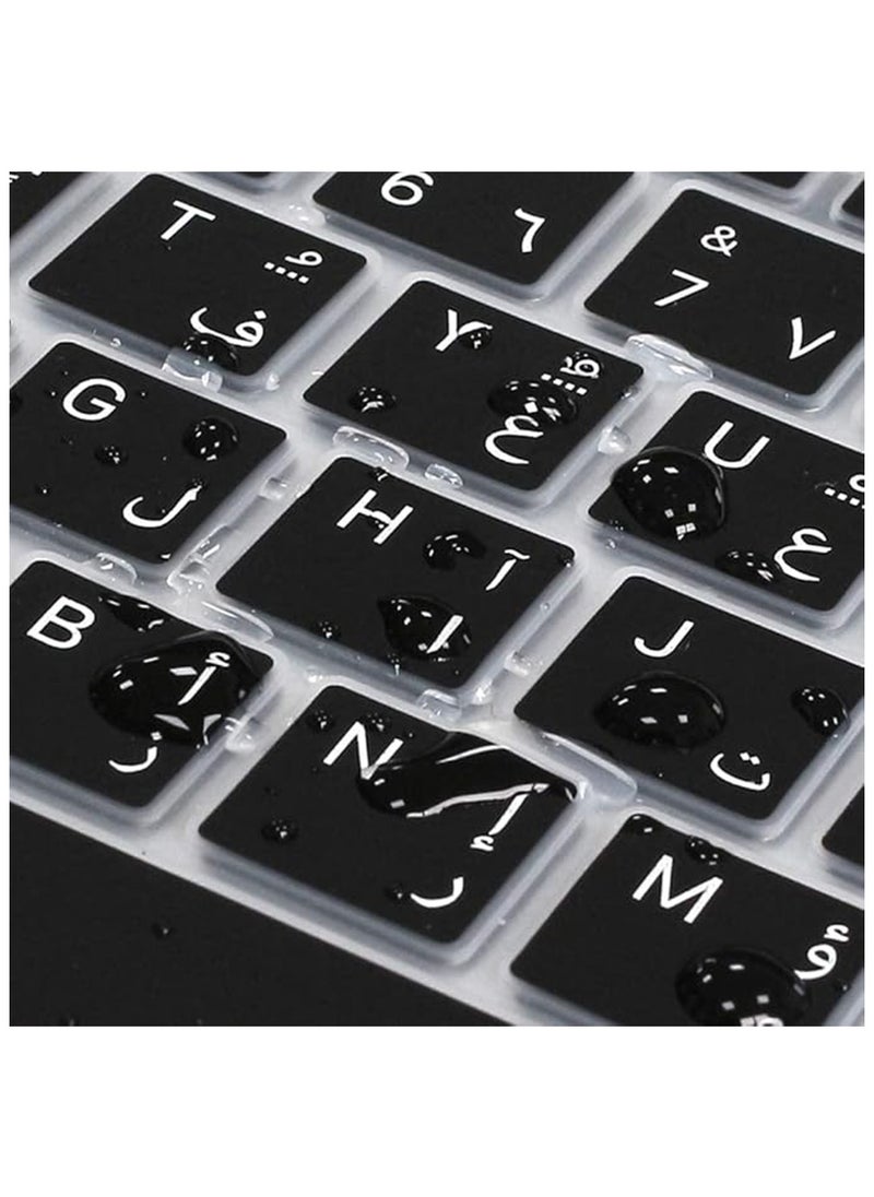 Youque - Silicone English Arabic Keyboard Cover Protector for Macbook Air 13 Inch M1 Chip Black - Image 1