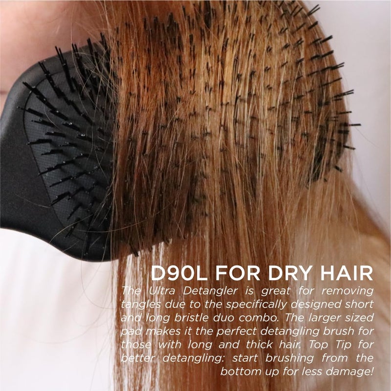 Denman Tangle Tamer Ultra (Black) Detangling Paddle Brush For Curly Hair And Black Natural Hair - use with both Wet & Dry Hair, D90L - Image 4