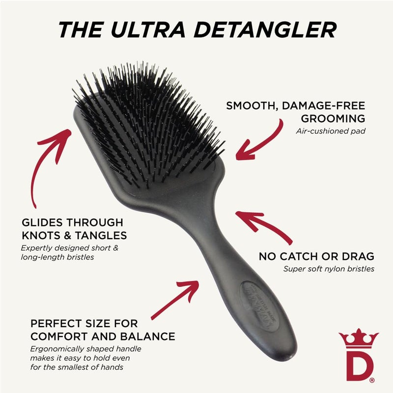 Denman Tangle Tamer Ultra (Black) Detangling Paddle Brush For Curly Hair And Black Natural Hair - use with both Wet & Dry Hair, D90L - Image 5