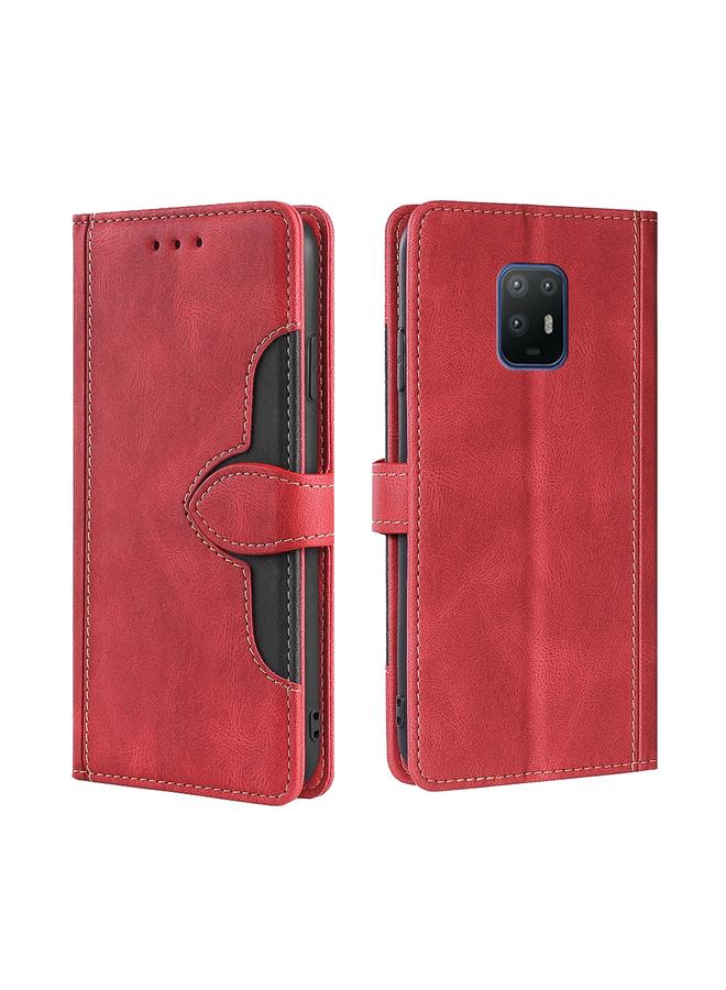 زبون جراب لهاتف Fujitsu Arrows 5G F-51A مصنوع من الجلد ومشبك مغناطيسي على شكل قبعة من القش - Image 1