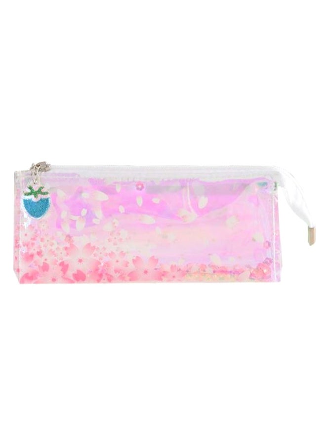 Cherry Blossom Printed Pencil Case clear/Pink - Image 1