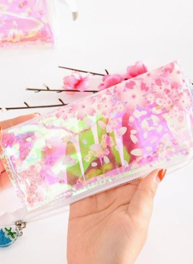 Cherry Blossom Printed Pencil Case clear/Pink - Image 3