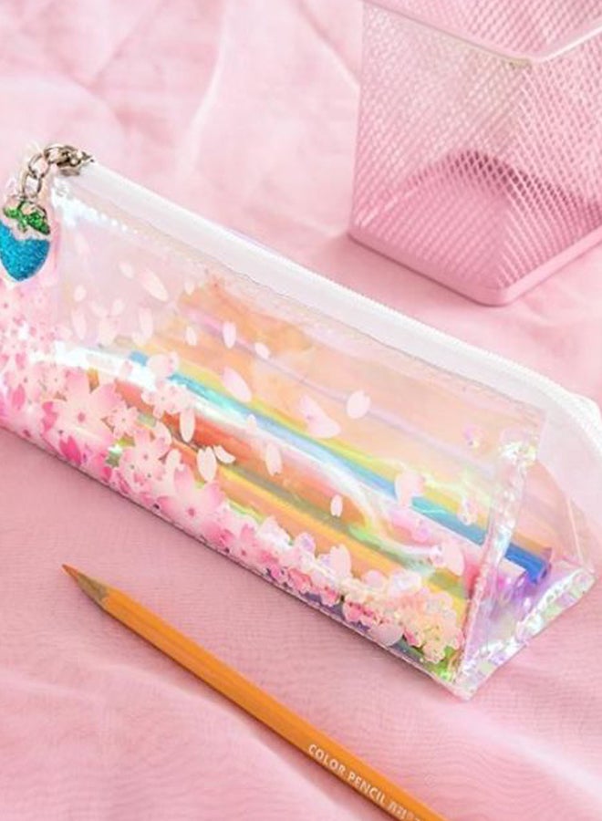 Cherry Blossom Printed Pencil Case clear/Pink - Image 2