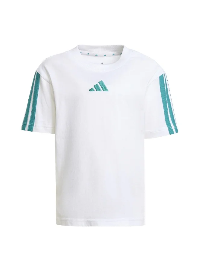 Adidas Lk 3S Tee 160 White Training T-Shirts For Kids 4-5Y