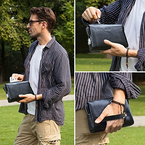 CONTACTS Clutch Purse Bag Leather for Men Anti Theft Wristlet Handbag Wallet Multiple Compartments Card Phone Holder Travel Bag - Image 2
