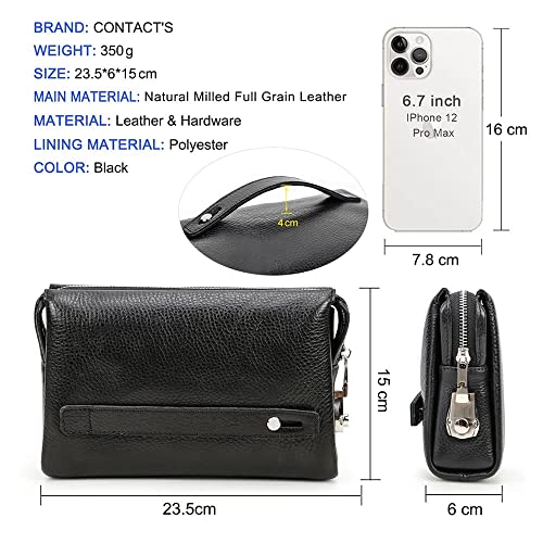CONTACTS Clutch Purse Bag Leather for Men Anti Theft Wristlet Handbag Wallet Multiple Compartments Card Phone Holder Travel Bag - Image 3