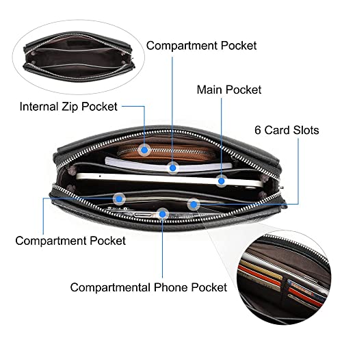 CONTACTS Clutch Purse Bag Leather for Men Anti Theft Wristlet Handbag Wallet Multiple Compartments Card Phone Holder Travel Bag - Image 4