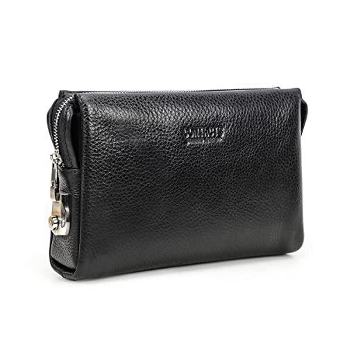 CONTACTS Clutch Purse Bag Leather for Men Anti Theft Wristlet Handbag Wallet Multiple Compartments Card Phone Holder Travel Bag - Image 1