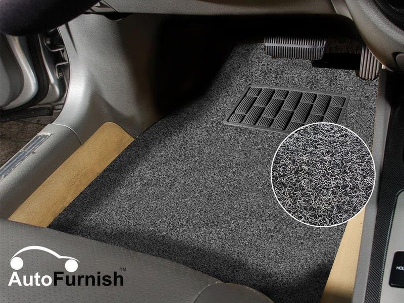 Autofurnish Curly Car Foot Mat Compatible with Universal Fits All Cars | Grass/Noodle Mat | Anti-Skid | (Grey Black) - Image 4