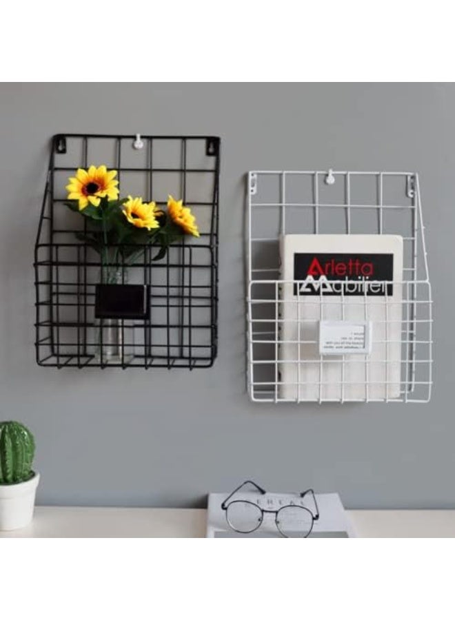 NANAO حامل مجلات مثبت على الحائط 30 * 25 * 10 سم حامل مجلات وصحف معدني سلة صحف بسيطة ، حامل مجلات للباب (أبيض) - Image 4