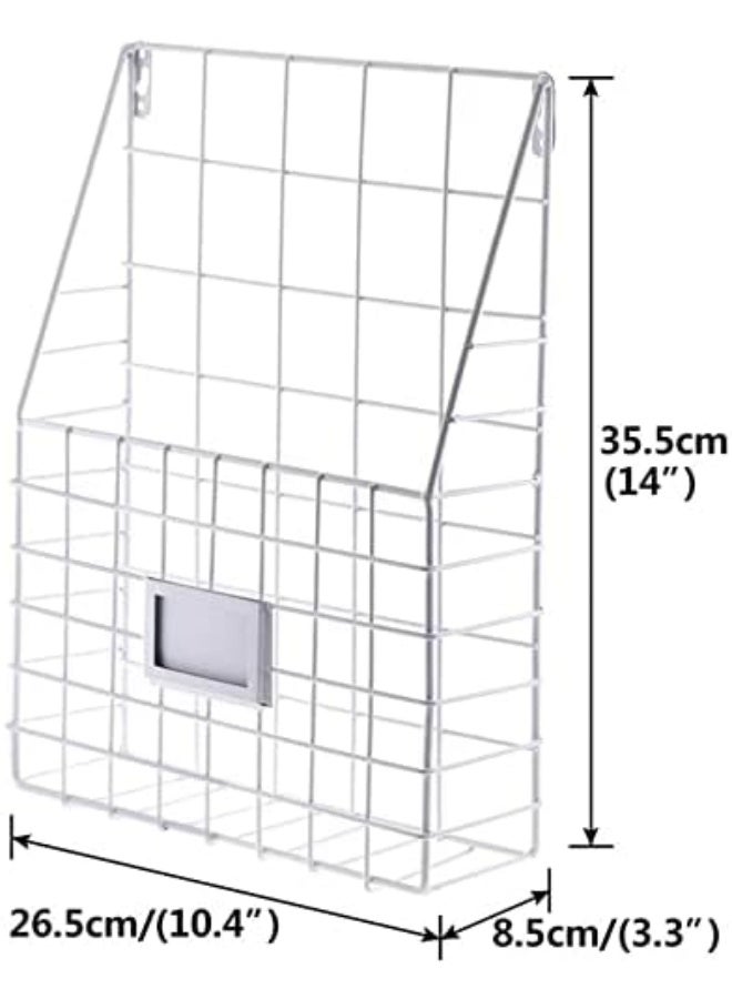 NANAO حامل مجلات مثبت على الحائط 30 * 25 * 10 سم حامل مجلات وصحف معدني سلة صحف بسيطة ، حامل مجلات للباب (أبيض) - Image 2