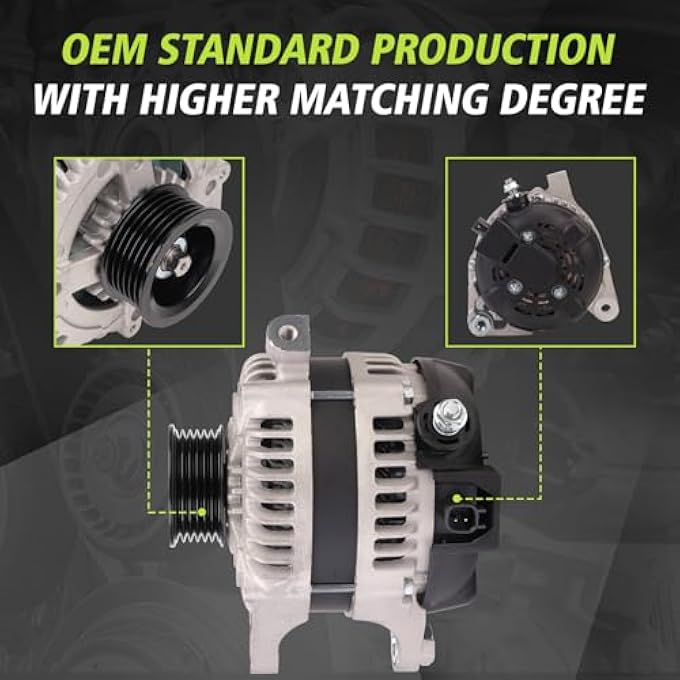 Kinwrdsn Alternator Compatible with Chrysler 2008-2010 Town & Country 3.3L 3.8LFit for Jeep 2007 2008 Wrangler 3.8LFit for Dodge 2008-2010 Grand Caravan 3.3L 3.8LFit for 2009 2010 Routan 3.8L - Image 4