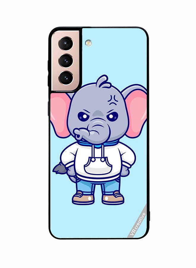 VR CREATIVE Protective Case Cover For Samsung Galaxy S21 5G Cute Angry Elephant Wearing Hoodie Design Multicolour - Image 1