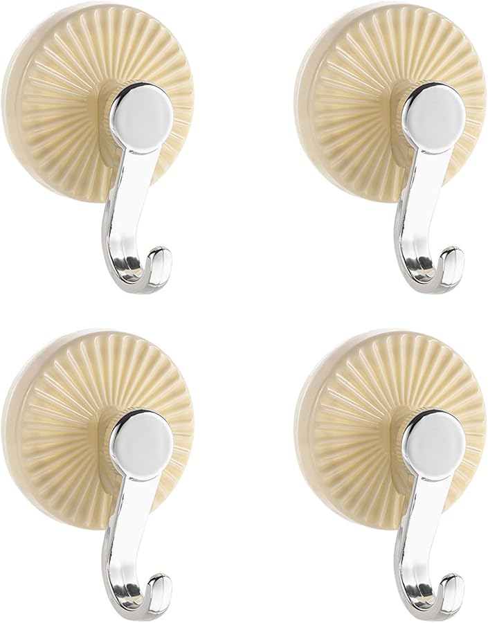 Cream Suction Cup Hooks No Drill Bathroom Towel Hanger Waterproof Kitchen Organizer - Image 2