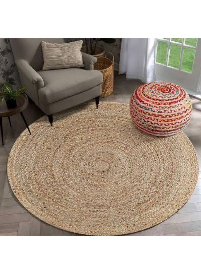 Round natural wicker carpet, 100 cm