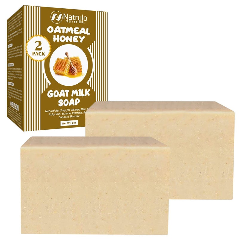 Cactus Honey  Oats Goats Milk Soap Bar 4 oz  Natural Bar Soap for Women Men Kids Itchy Skin Eczema Psoriasis Rash Sunburn Skincare  Calming Colloidal Oatmeal Face Cleanser  Body Wash 4 Ounce Pack of 2
