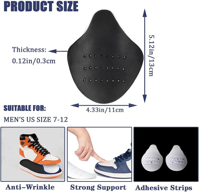Lify Shoe Foam Crease Protector for Shoes & Boots Fits Inside Toe Box, Prevents Creasing - Adhesive Strips for Secure Fit Women’s, Men’s Size (Black(1Pair) & White(1Pair), Men's 7-12) - Image 3