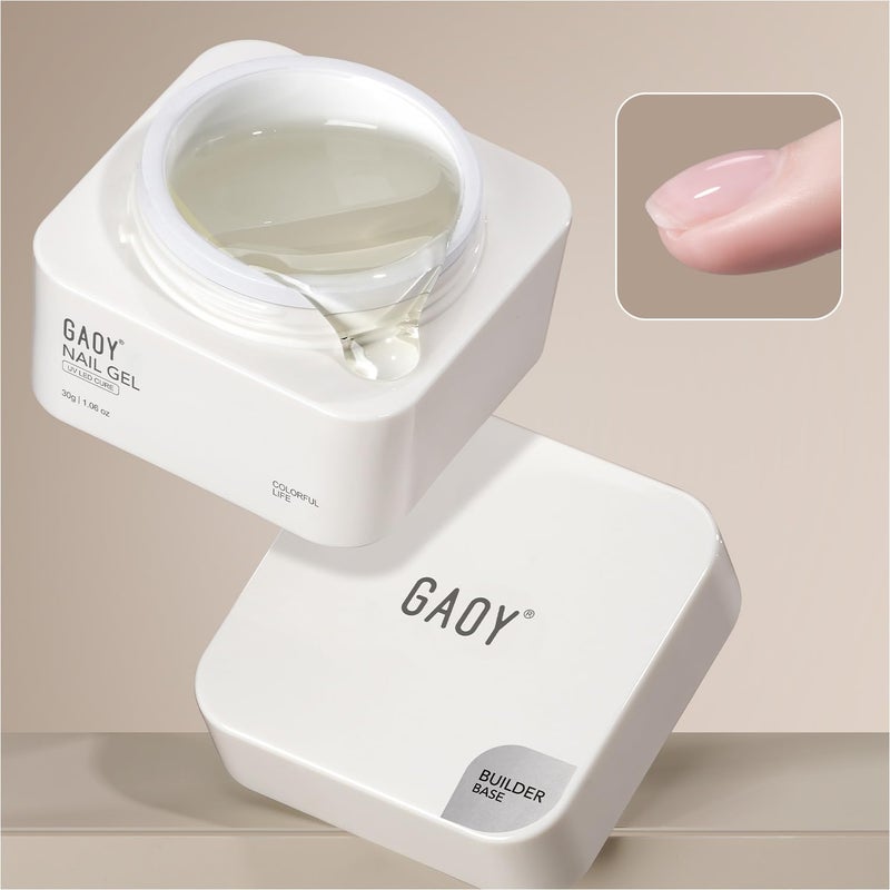GAOY 30g Builder Base, Clear Nail Builder Gel, 2-in-1 Soak Off UV Gel for Nail Strengthening and Building, UV Light Cure - Image 1