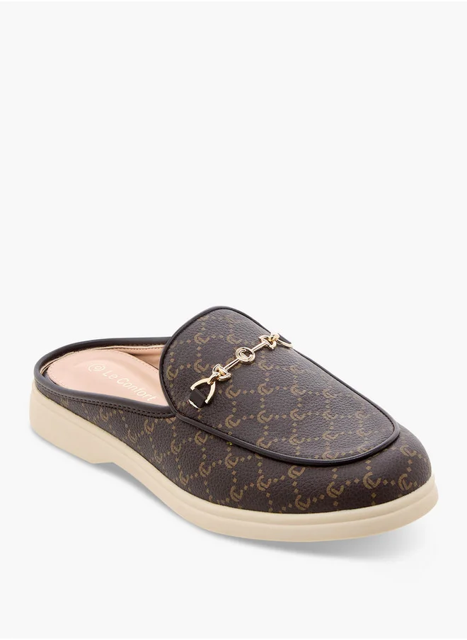 Le Confort Monogram Print Slip-On Mules