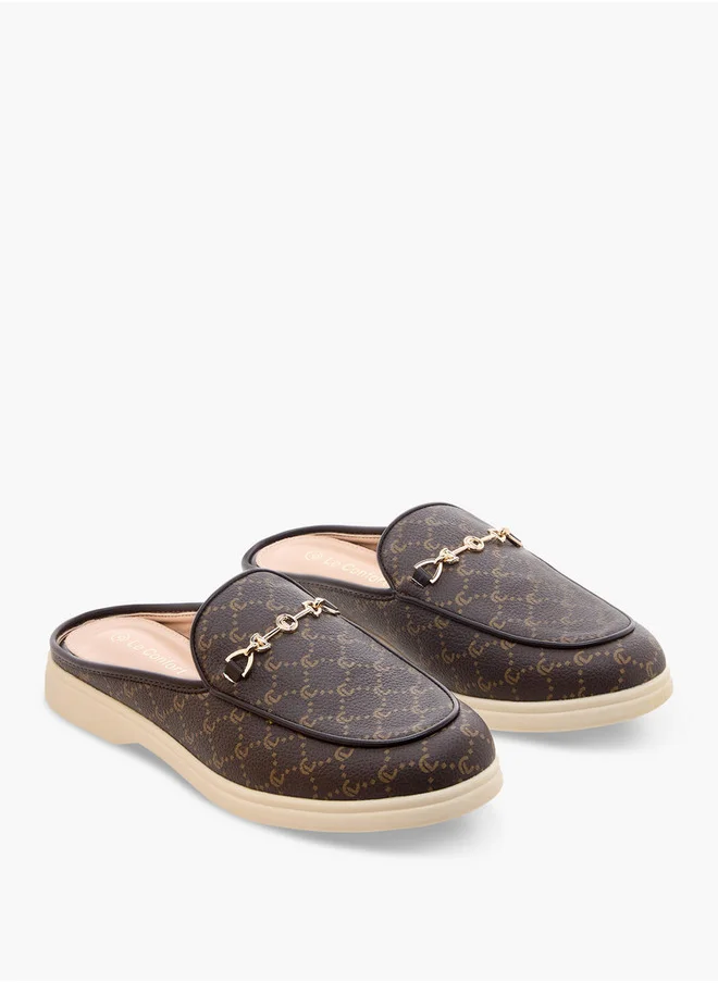 Le Confort Monogram Print Slip-On Mules