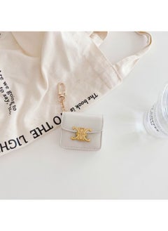 Suitable For European And American Spring Arc De Triomphe AirPods 1/2/3Rd Generation Protective Cover Leather Wireless For Apple Bluetooth Crossbody-Color:White-Applicable Models:Airpods Pro/pro2/3/4
