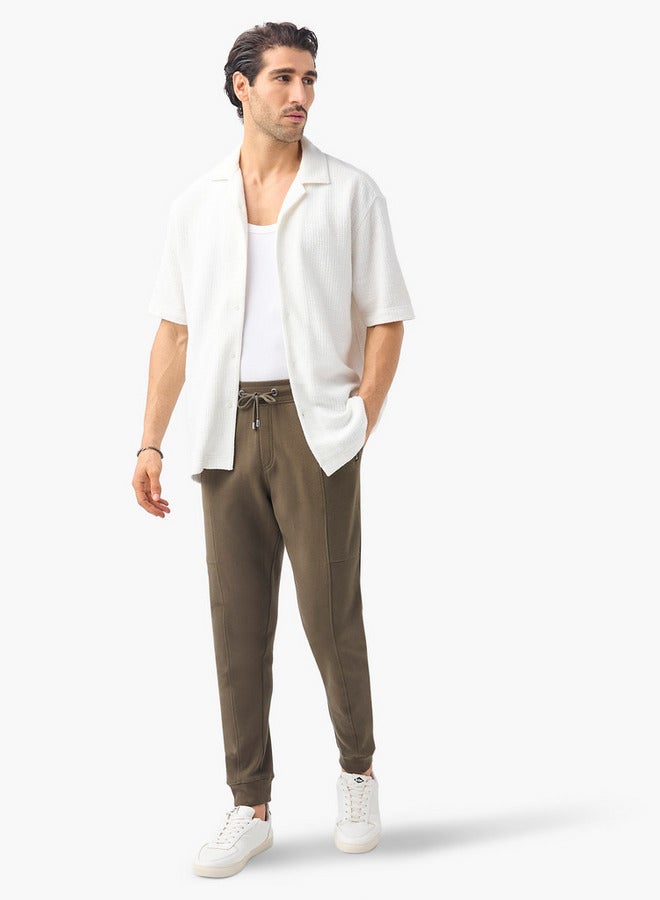 Iconic Panelled Slim Fit Joggers with Drawstring Closure and Pockets - Image 2