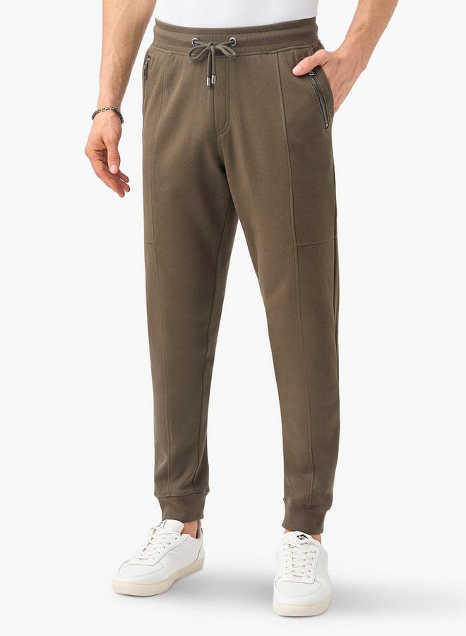 Iconic Panelled Slim Fit Joggers with Drawstring Closure and Pockets - Image 1