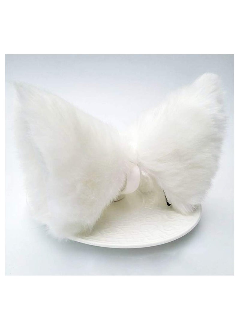 ZCMG Cat Ears Hair Clips Fox Ears Barrettes Women Furry Fur Cat Headpiece Holiday Hair Pins Sweet Halloween Party Decoration Headband Anime Cosplay Costume Kitty Kitten Hair Accessories White  White 