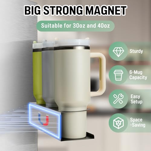 POLRAI 2 Pack Magnetic Stanley Cup Holder Water Bottle Organizer for Stanley 30&40 oz Tumbler with Double Sided Tape Hold Stanley Cup Accessories for Kitchen Fridge Cabinet - Image 2