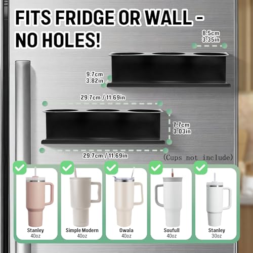 POLRAI 2 Pack Magnetic Stanley Cup Holder Water Bottle Organizer for Stanley 30&40 oz Tumbler with Double Sided Tape Hold Stanley Cup Accessories for Kitchen Fridge Cabinet - Image 5
