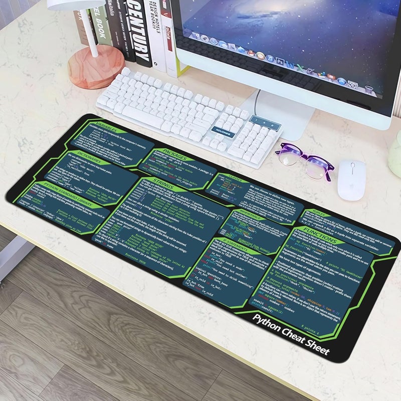 Designfullprint Python Cheat Sheet Mousepad for Beginner, Python Reference Guide Desk Mat, Python CheatSheet for Software Engineers, Gift for AI Programmer Desk Mat KMH - Image 3