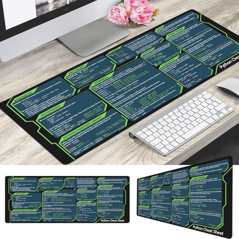 Designfullprint Python Cheat Sheet Mousepad for Beginner, Python Reference Guide Desk Mat, Python CheatSheet for Software Engineers, Gift for AI Programmer Desk Mat KMH - Image 2