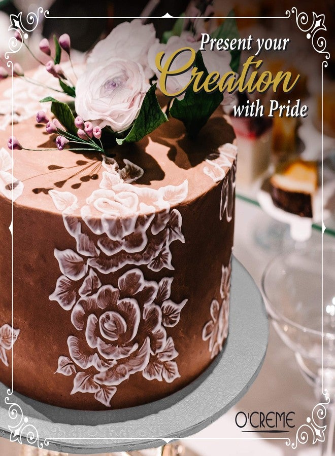 أوكريم لوح دائري فضي اللون من O'CREME لتزيين الكيك والمعجنات، سمكه 1/4 بوصة، وقطره 10 بوصات - عبوة من 10 قطع - Image 5