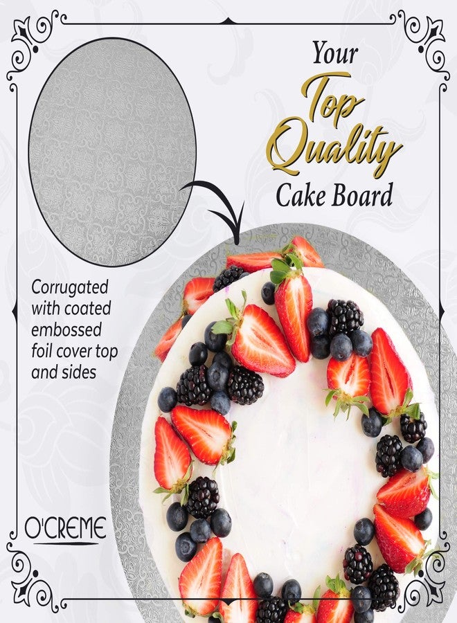 أوكريم لوح دائري فضي اللون من O'CREME لتزيين الكيك والمعجنات، سمكه 1/4 بوصة، وقطره 10 بوصات - عبوة من 10 قطع - Image 3