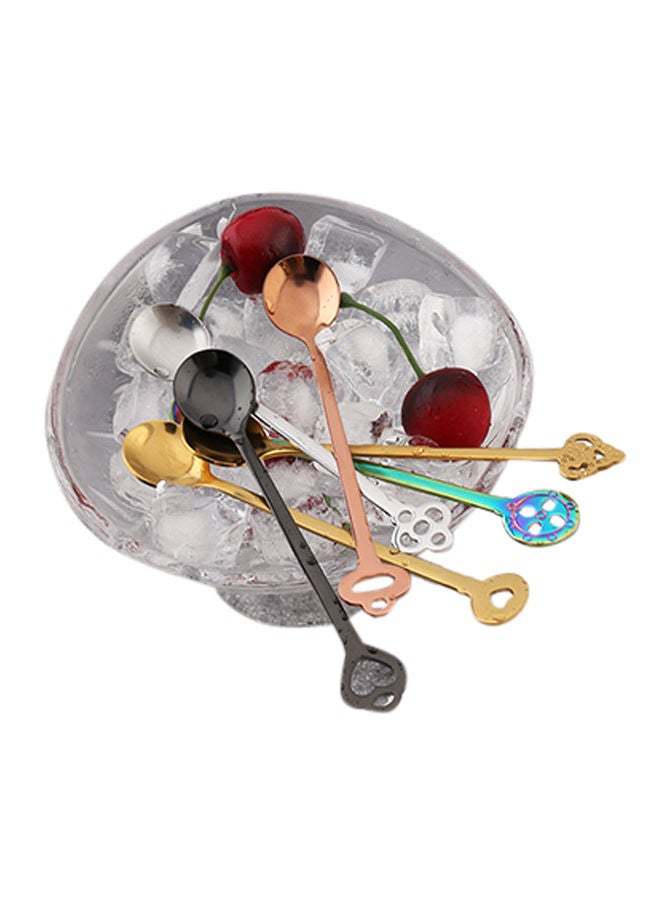 NIBEMINENT 6-Piece Fruit Forks Spoons Cutlery Set Silver - Image 3