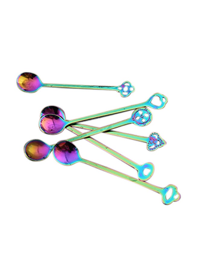 NIBEMINENT 6-Piece Fruit Forks Spoons Cutlery Set Silver - Image 4