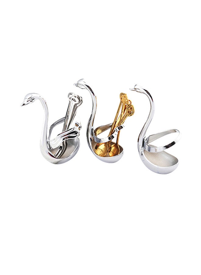 NIBEMINENT 6-Piece Fruit Forks Spoons Cutlery Set Silver - Image 5