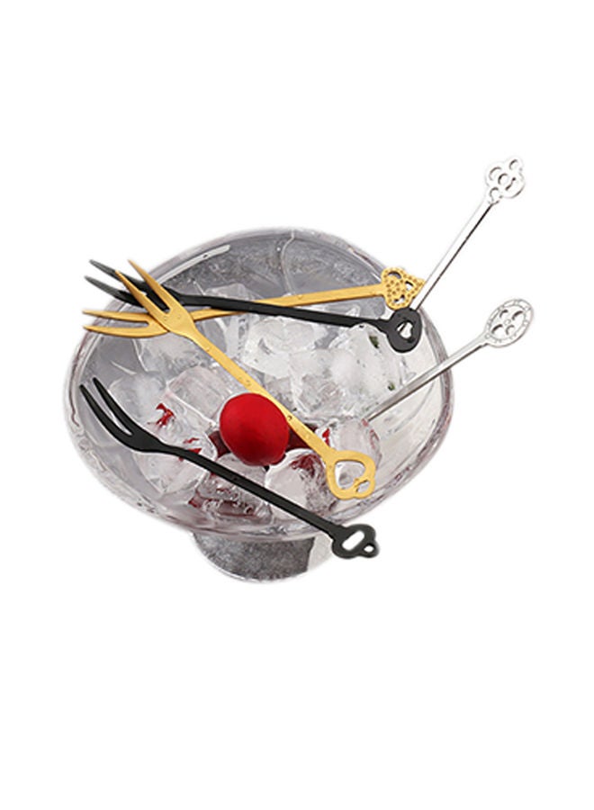 NIBEMINENT 6-Piece Fruit Forks Spoons Cutlery Set Silver - Image 2