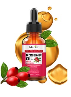 100% Pure Rosehip Oil - Cold Pressed and Unrefined - Non-Greasy Highly Absorbent - Use Daily - Nourishes, Moisturizes and Dramatically Reduces Fine Lines, Scars, Stretch Marks and Skin