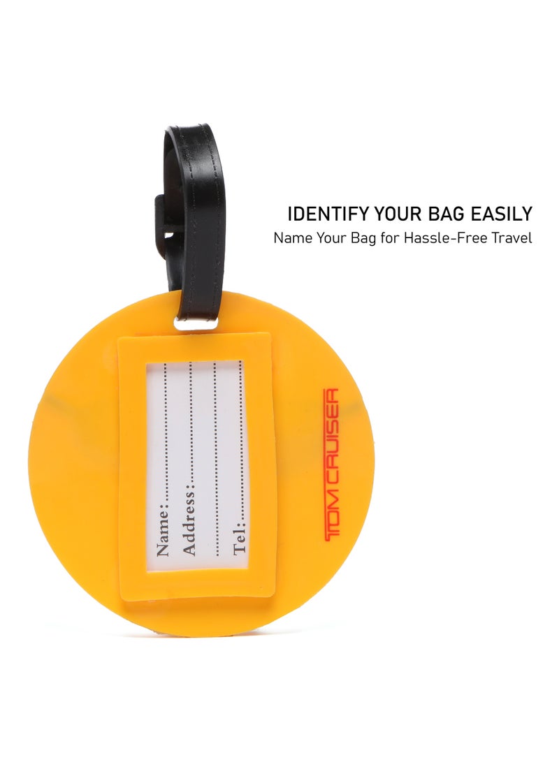 TOM CRUISER Emoji Rubber Luggage Tag, High-Visibility 3D Travel ID Tag with Flexible Weatherproof Build, Privacy Card Slot & Secure Attachment Loop, Black Glasses Yellow - Image 2