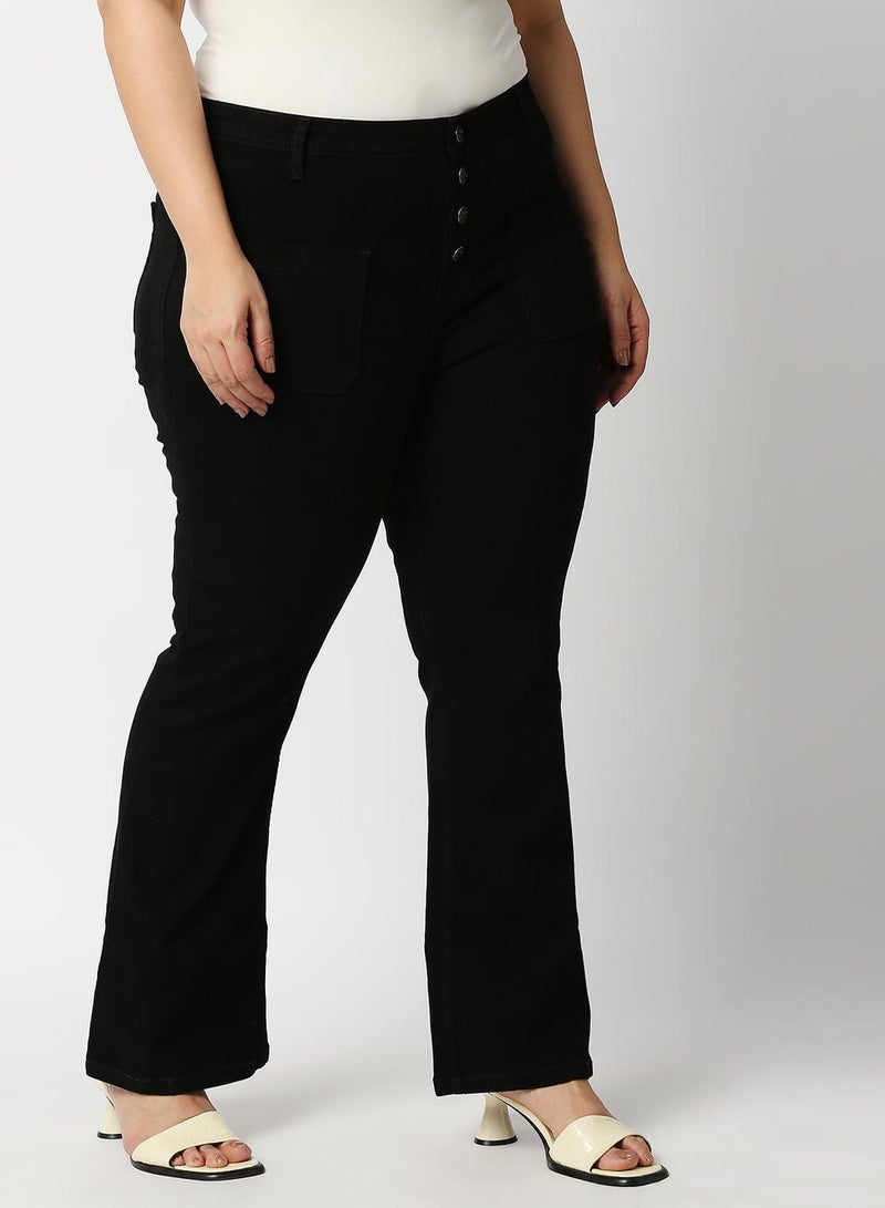 HIGH STAR Women Plus Size Black Bootcut High-Rise Stretchable Jeans - Image 3