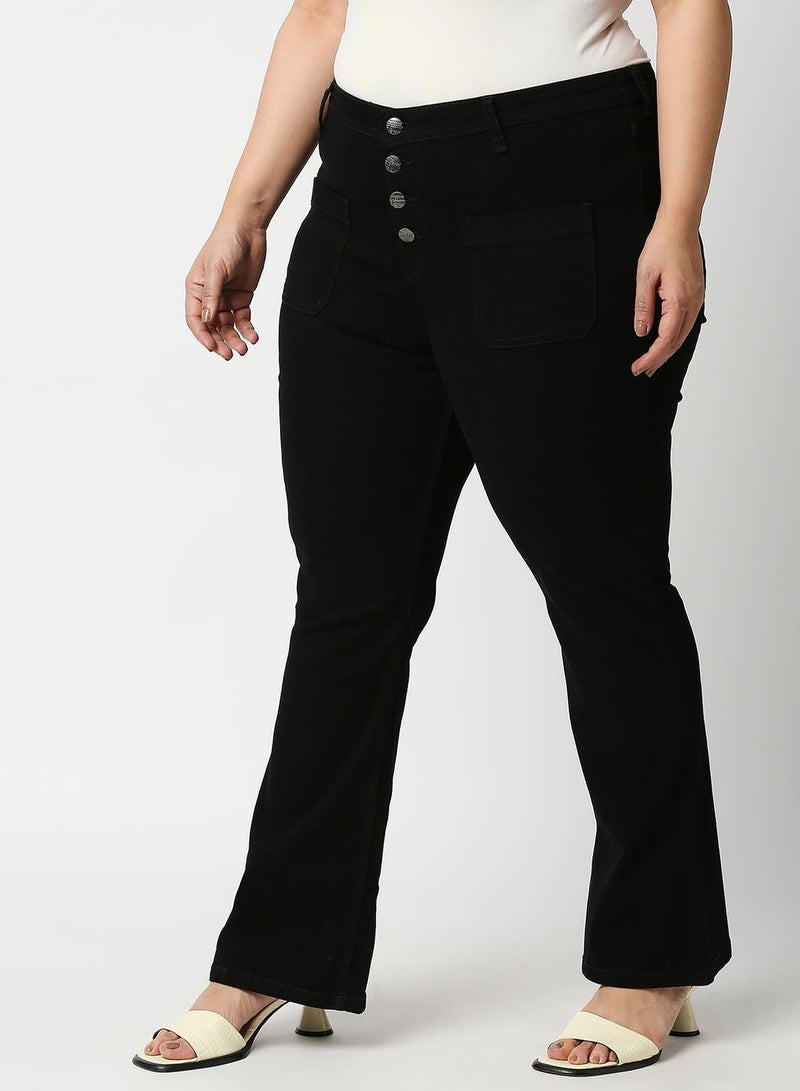 HIGH STAR Women Plus Size Black Bootcut High-Rise Stretchable Jeans - Image 2