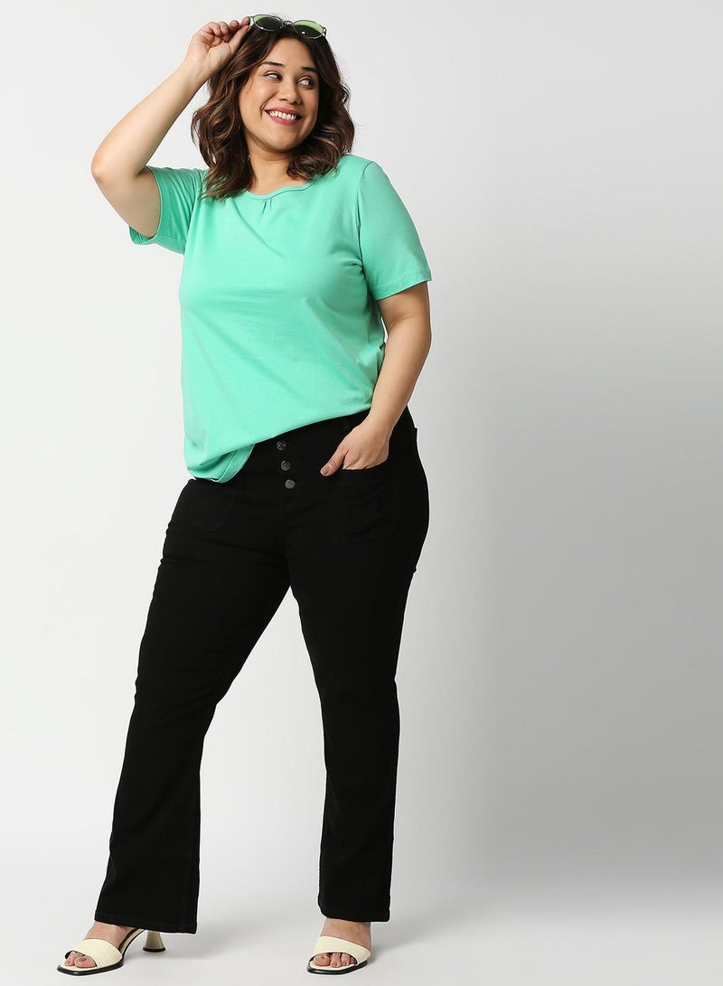 HIGH STAR Women Plus Size Black Bootcut High-Rise Stretchable Jeans - Image 1