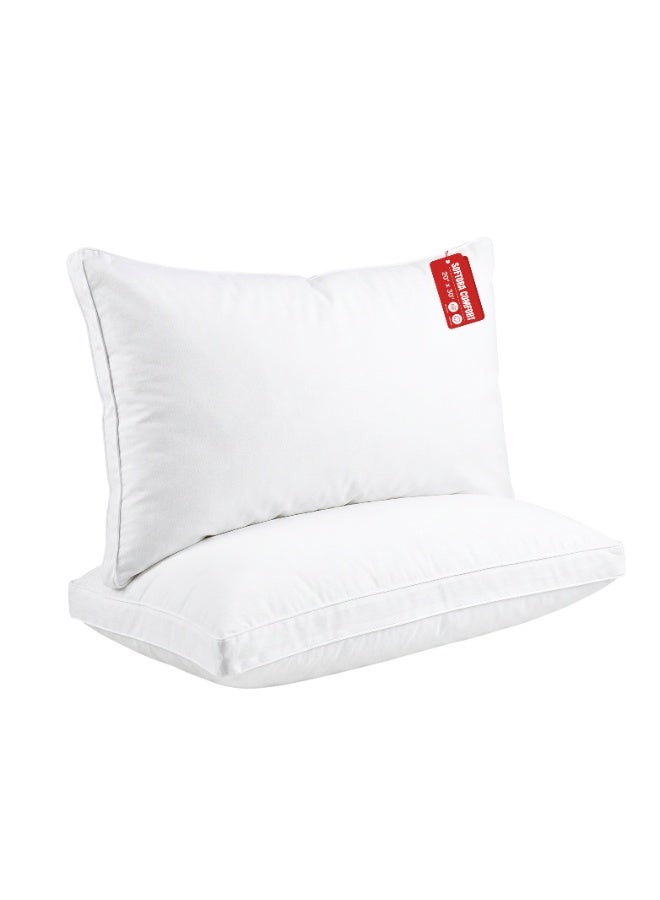 CAN Premium Sleeping Pillow Hotel Quality Microfiber Filled Bed Pillow Soft Breathable Neck Support Pillow for Side Back Stomach Sleepers Comfortable Home Bedroom White Pillow - Image 1